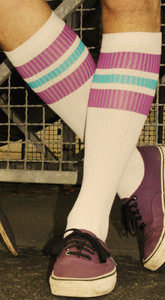 SIRIT OF 76 The purple Turquoises on white Hi Socks